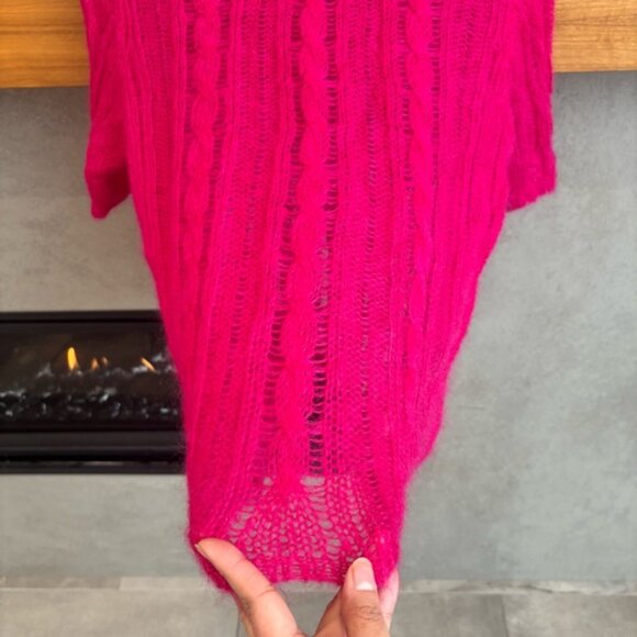 Anthropologie fuchsia mock neck with short sleeves sweater, Size XL - Picture 7 of 11